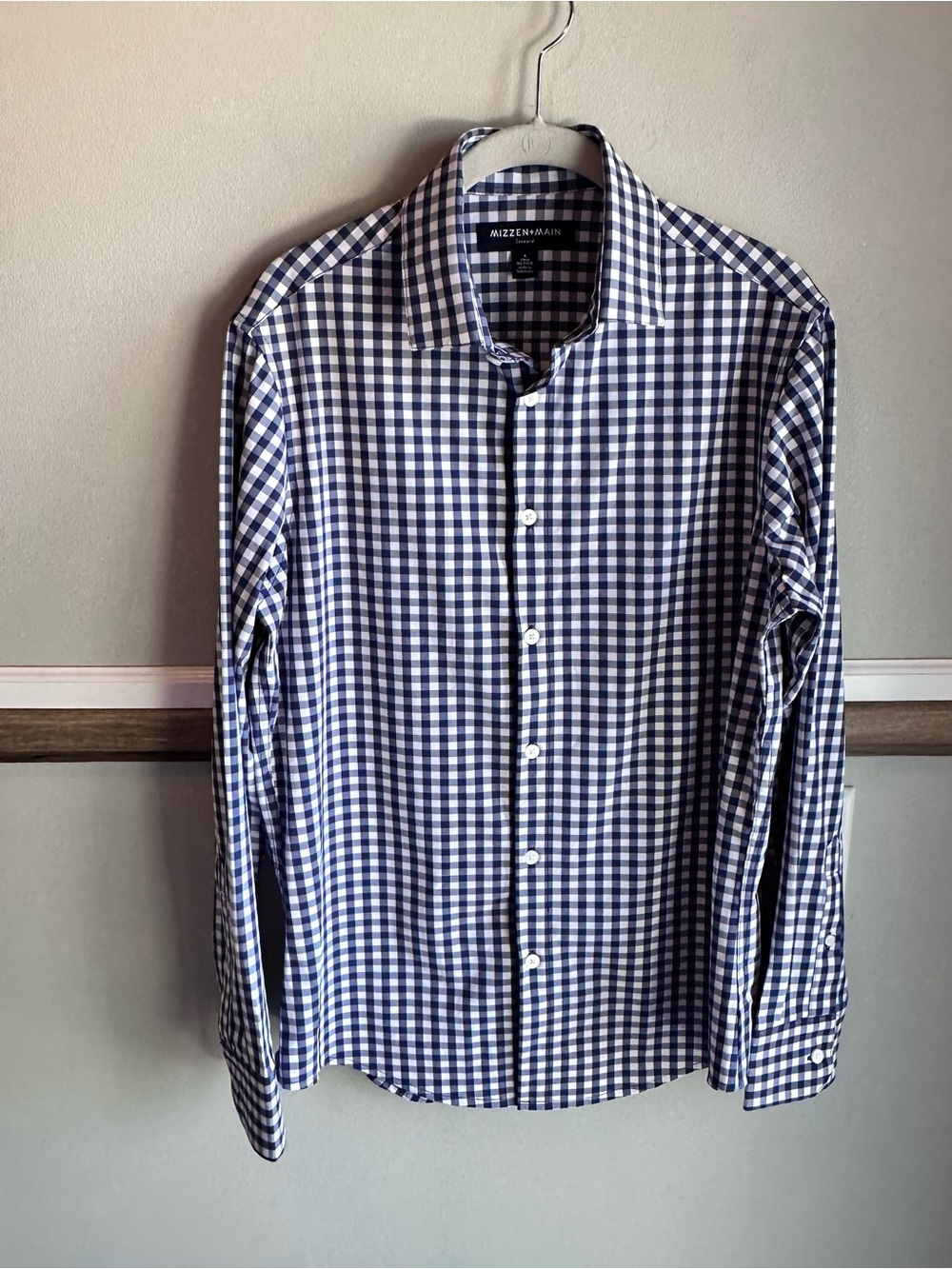 Mizzen+Main Leeward Navy Blue Check Long Sleeve Shirt Button Down